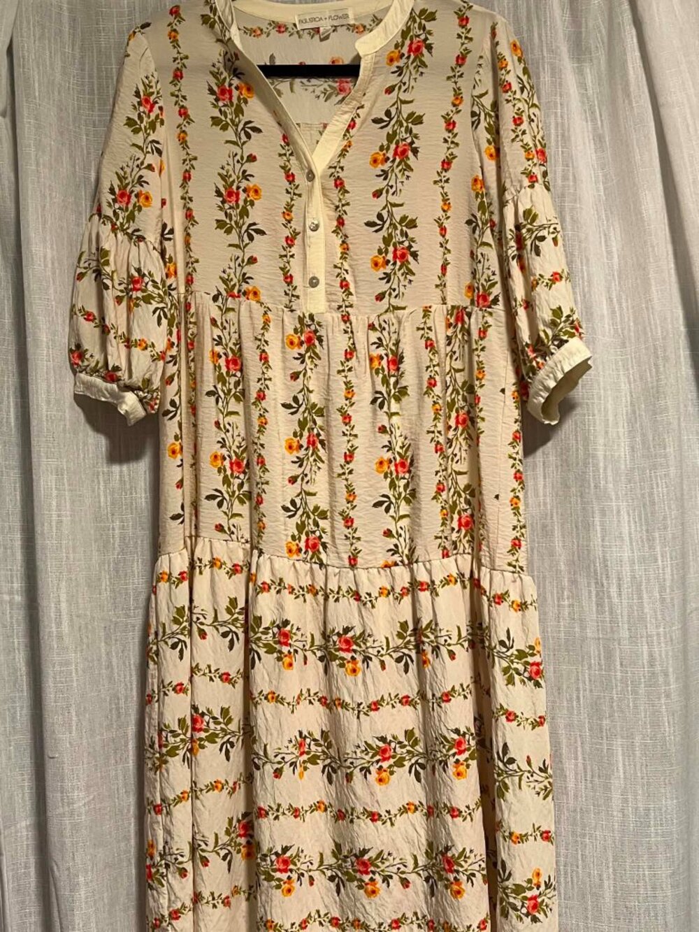 Figueroa & Flower Boho Floral Tiered Midi Dress Size PL